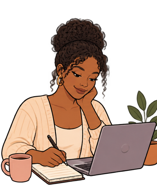 Mother working through a budget at her laptop