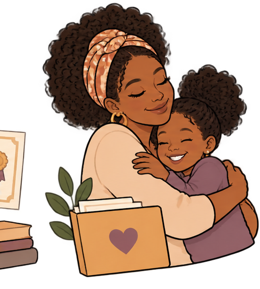 Mother and child sharing a relieved embrace